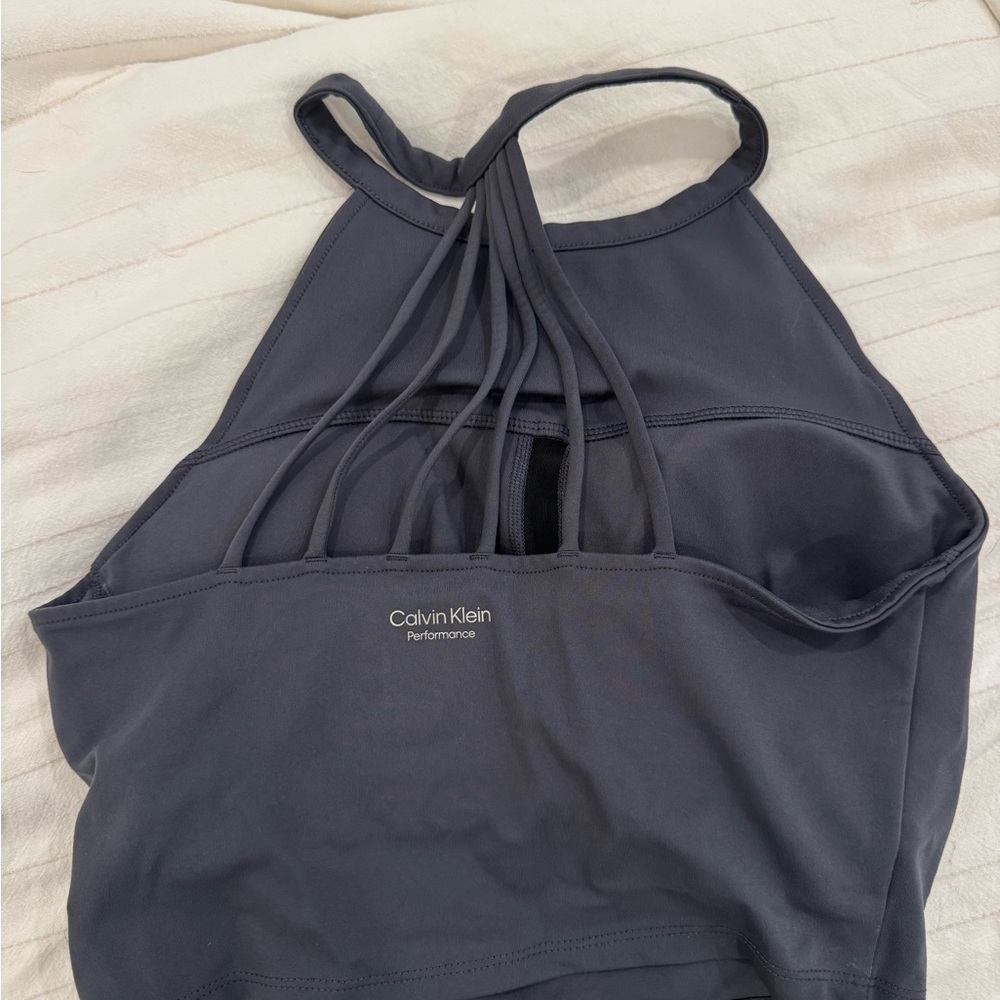Calvin Klein Performance Charcoal Strappy Sports Bra